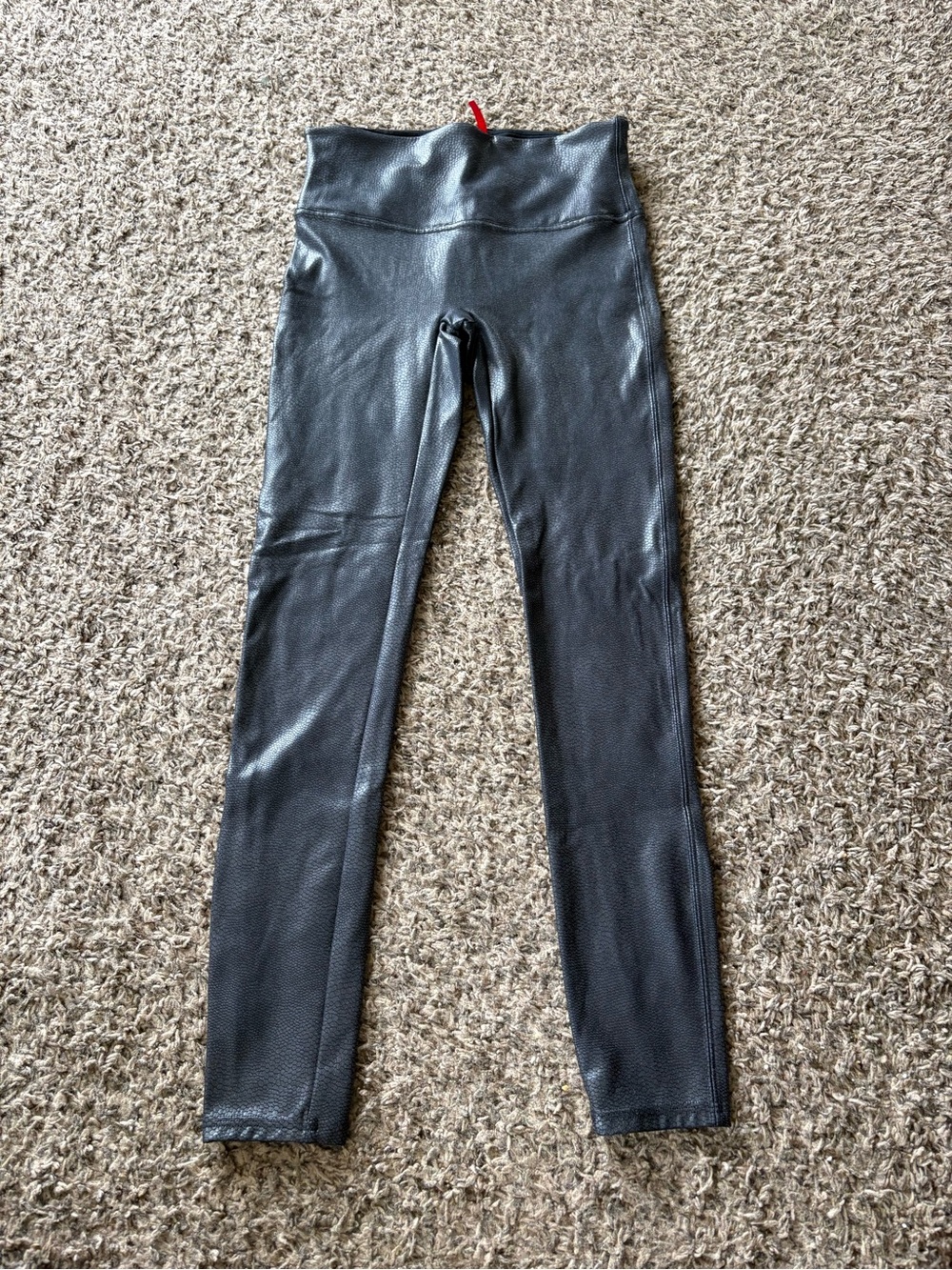 SPANX Black High-Waisted Faux Leather Firm Shaping Leggings Women’s M